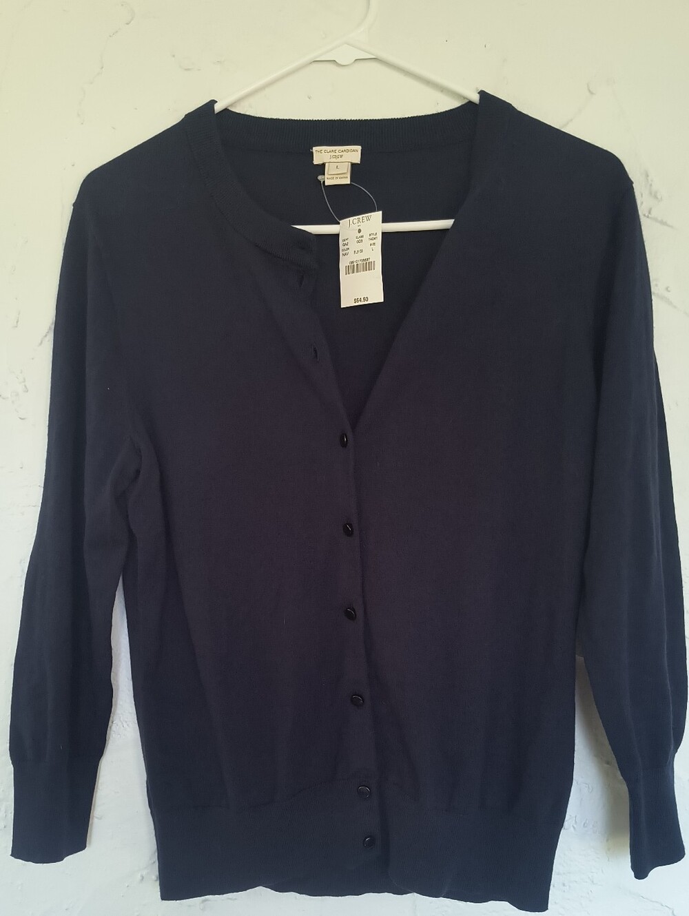 J. Crew Women's Navy Button-Front 'The Clare Cardigan' Size Large